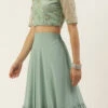 Skirt From Light Peach N Green Embroidered Crop Top N Skirt After Six Wear