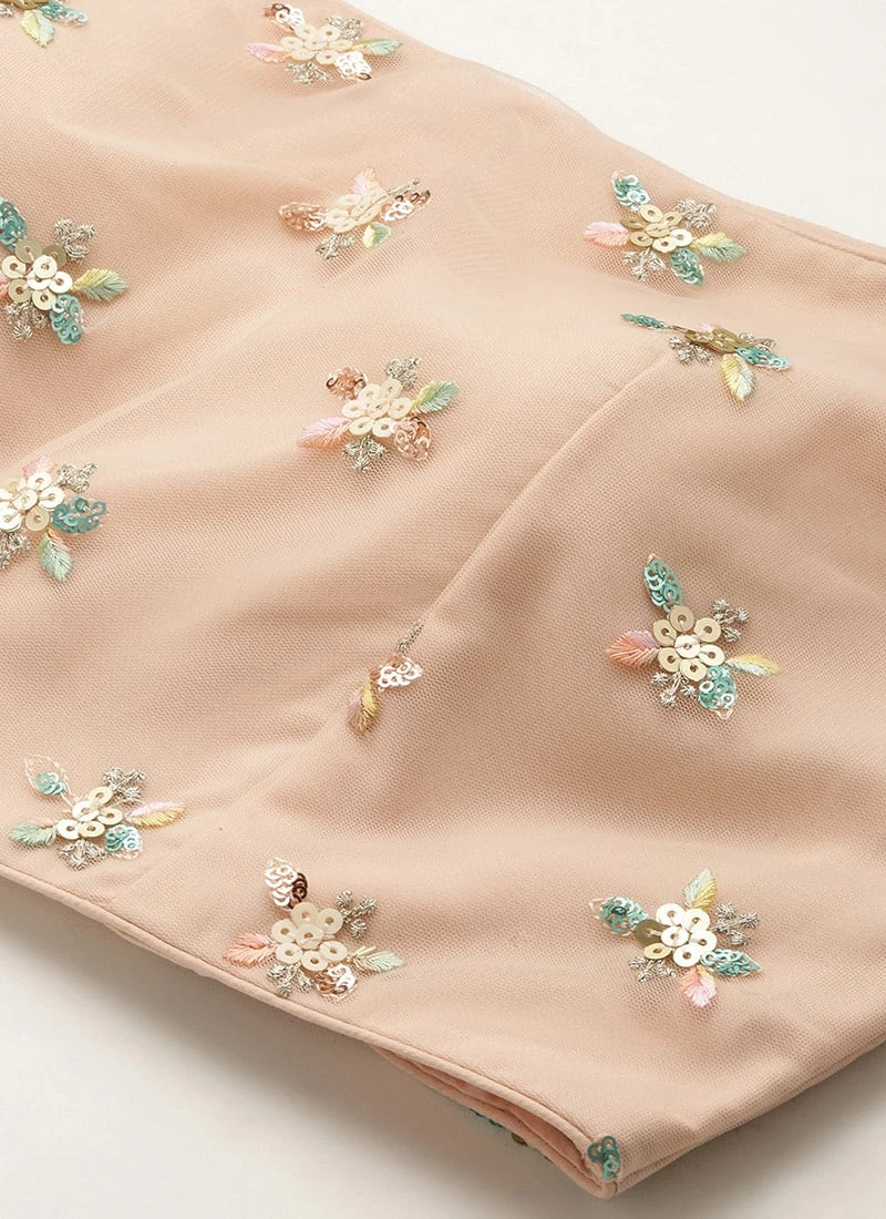 Dupatta From Light Peach Net Sequins Embroidered Lehenga After Six Wear 7 Dupatta From Light Peach Net Sequins Embroidered Lehenga After Six Wear - Image 5