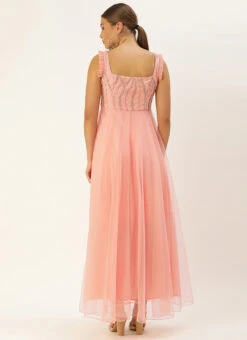 Light Pink Embroidered Asymmetrical Gown Party Wear -ZariGrace Shop Light Pink Embroidered Asymmetrical Gown IWBS02007382 b