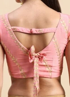 Light Pink Embroidered Chiffon Blouse Wedding Wear -ZariGrace Shop Light Pink Embroidered Chiffon Blouse BLBS02303833 rrc2