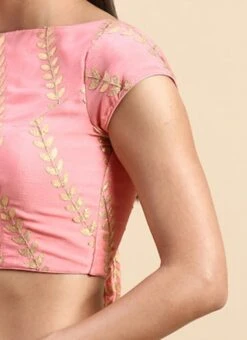 Light Pink Embroidered Chiffon Blouse Wedding Wear -ZariGrace Shop Light Pink Embroidered Chiffon Blouse BLBS02303833 rrc3