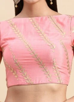 Light Pink Embroidered Chiffon Blouse Wedding Wear -ZariGrace Shop Light Pink Embroidered Chiffon Blouse BLBS02303833 rrc4