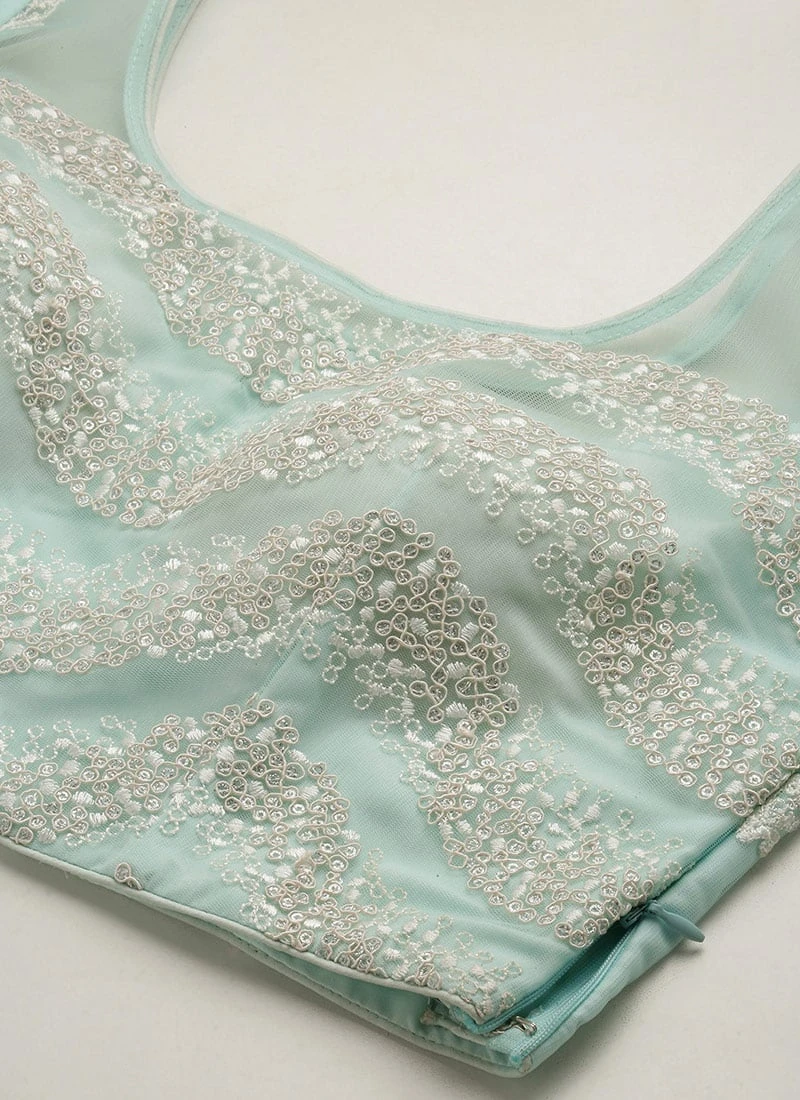 Dupatta From Light Sea Green Embroidered N White Net Lehenga After Six Wear 7 Dupatta From Light Sea Green Embroidered N White Net Lehenga After Six Wear - Image 5