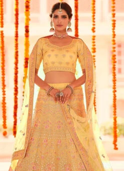 Light Yellow Organza Embroidered N Stones A Line Lehenga Wedding Wear -ZariGrace Shop Light Yellow Organza Embroidered N Stones A Line Lehenga GHMKNS7378602 b