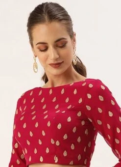Magenta Embroidered Georgette Blouse Festive Wear -ZariGrace Shop Magenta Embroidered Georgette Blouse BLBS02305250 b