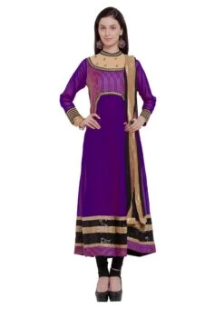 Magenta Georgette Embroidered Anarkali Suit Party Wear -ZariGrace Shop Magenta Georgette Embroidered Anarkali Suit SLMNC1686 u