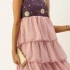Magenta N Pink Embroidered Layered Dress Festive Wear
