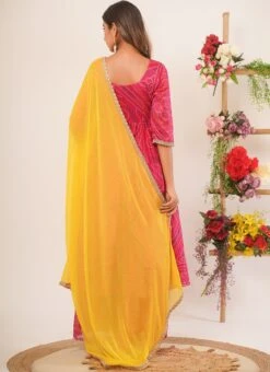 Magenta Silk Bandhini Anarkali Suit Festive Wear -ZariGrace Shop Magenta Silk Bandhini Anarkali Suit SLSJR50022 b