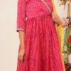 Magenta Silk Bandhini Anarkali Suit Festive Wear -ZariGrace Shop Magenta Silk Bandhini Anarkali Suit SLSJR50022 l