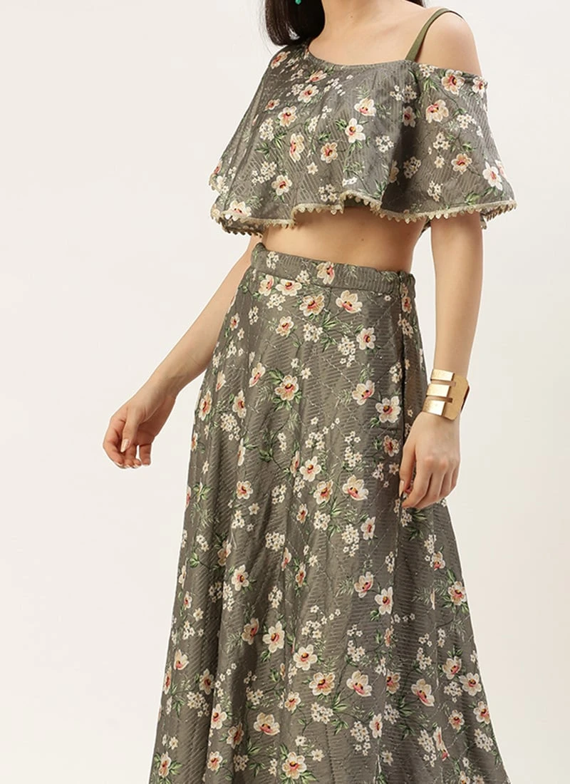 Skirt From Mahendi Green Digital Printed Co Ords Set After Six Wear 3 Skirt From Mahendi Green Digital Printed Co Ords Set After Six Wear