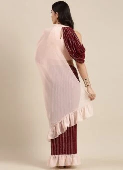 Maroon And Peach Embroidered Half N Half Saree Festive Wear 13 Maroon And Peach Embroidered Half N Half Saree Festive Wear -ZariGrace Shop Maroon And Peach Embroidered Half N Half Saree SABS02110864 b