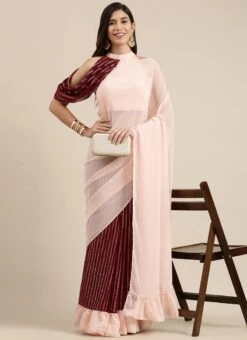 Maroon And Peach Embroidered Half N Half Saree Festive Wear 12 Maroon And Peach Embroidered Half N Half Saree Festive Wear -ZariGrace Shop Maroon And Peach Embroidered Half N Half Saree SABS02110864 u