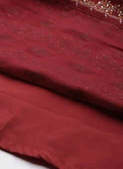 Maroon Art Silk Foil Printed Maxi Dress Festive Wear -ZariGrace Shop Maroon Art Silk Foil Printed Maxi Dress DRBS02211115 rrc3