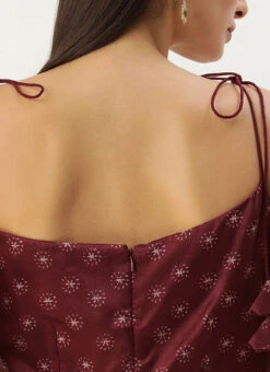 Maroon Art Silk Printed N Off White Layered Dress Festive Wear -ZariGrace Shop Maroon Art Silk Printed N Off White Layered Dress IWBS02303686 rrc2