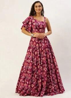 Skirt From Maroon Art Silk Printed Skirt Set After Six Wear -ZariGrace Shop Maroon Art Silk Printed Skirt Set IWBS02302382 u