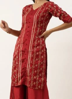 Dupatta From Maroon Art Silk Salwar N Palazzo Suit After Six Wear