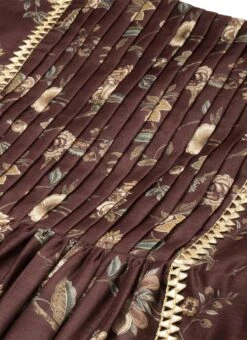 Maroon Chanderi Printed Floral Maxi Dress Festive Wear -ZariGrace Shop Maroon Chanderi Printed Floral Maxi Dress DRBS02111085 rrc1