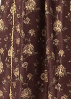 Maroon Chanderi Printed Floral Maxi Dress Festive Wear -ZariGrace Shop Maroon Chanderi Printed Floral Maxi Dress DRBS02111085 rrc3