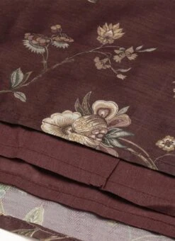 Maroon Chanderi Printed Floral Maxi Dress Festive Wear -ZariGrace Shop Maroon Chanderi Printed Floral Maxi Dress DRBS02111085 rrc4