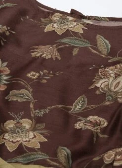 Maroon Chanderi Silk Puff Sleeve Dress Festive Wear After Six Wear -ZariGrace Shop Maroon Chanderi Silk Puff Sleeve Dress DRBS02201262 rrc1