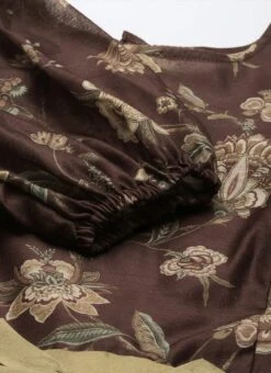 Maroon Chanderi Silk Puff Sleeve Dress Festive Wear After Six Wear -ZariGrace Shop Maroon Chanderi Silk Puff Sleeve Dress DRBS02201262 rrc3