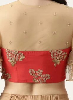 Maroon Embroidered Chinnon Blouse Festive Wear -ZariGrace Shop Maroon Embroidered Chinnon Blouse BLBS02301951 rrc2