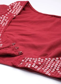 Jacket From Maroon Embroidered Georgette Jacket Style Gown -ZariGrace Shop Maroon Embroidered Georgette Jacket Style Gown IWBS02304059 rrc1