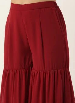 Top From Maroon Embroidered Georgette Palazzo Suit After Six Wear -ZariGrace Shop Maroon Embroidered Georgette Palazzo Suit SLBS02304047 rrc2 1