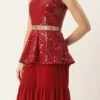 Bottom From Maroon Embroidered Top N Palazzo Set After Six Wear