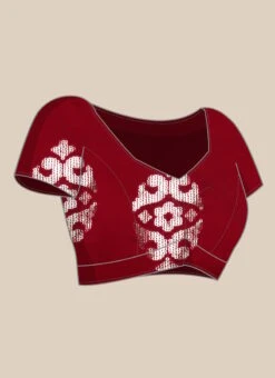 Maroon Georgette Sequins Half N Half Sari Festive Wear 14 Maroon Georgette Sequins Half N Half Sari Festive Wear -ZariGrace Shop Maroon Georgette Sequins Half N Half Sari SABS02302376 rrc1