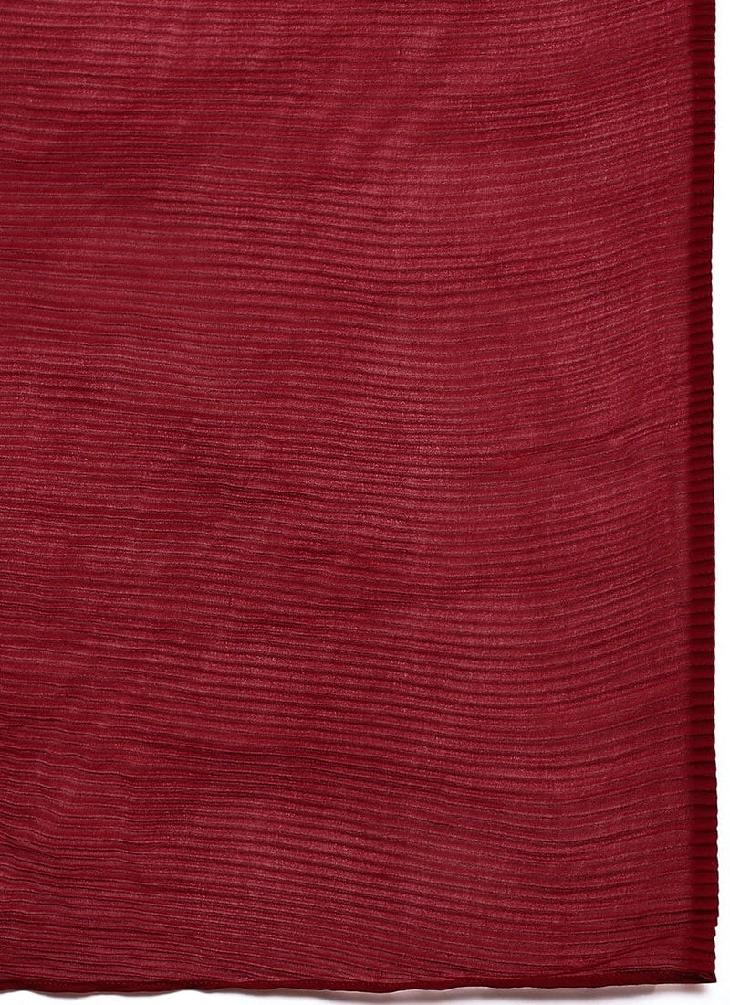 Maroon Georgette Sequins Half N Half Sari Festive Wear 9 Maroon Georgette Sequins Half N Half Sari Festive Wear - Image 7