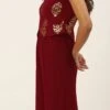 Maroon Georgette Sequins Jumpsuit Festive Wear
