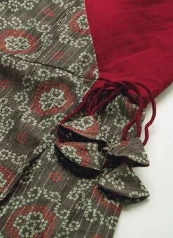 Dupatta From Maroon N Grey Printed Art Silk Anarkali Set After Six Wear -ZariGrace Shop Maroon N Grey Printed Art Silk Anarkali Set SLBS02209654 rrc3