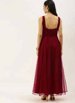Maroon N Red Embroidered Dress Party Wear -ZariGrace Shop Maroon N Red Embroidered Dress DRBS02206264 b