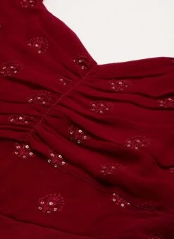 Maroon N Red Embroidered Dress Party Wear -ZariGrace Shop Maroon N Red Embroidered Dress DRBS02206264 rrc1