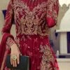 Maroon Net Anarkali Suit Wedding Wear