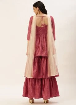 Dupatta From Maroon Nylon Jacquard Gharara Set After Six Wear 13 Dupatta From Maroon Nylon Jacquard Gharara Set After Six Wear -ZariGrace Shop Maroon Nylon Jacquard Gharara Set SLBS02209636 b 1