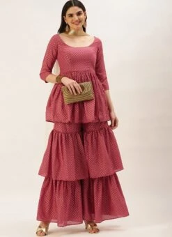 Top From Maroon Nylon Jacquard Gharara Set After Six Wear -ZariGrace Shop Maroon Nylon Jacquard Gharara Set SLBS02209636 u 2