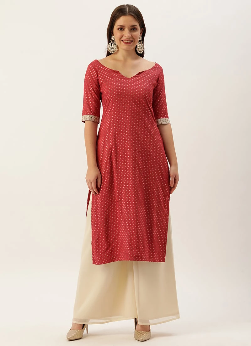 Maroon Nylon Jacquard Kurta Sets Festive Wear 5 Maroon Nylon Jacquard Kurta Sets Festive Wear - Image 3