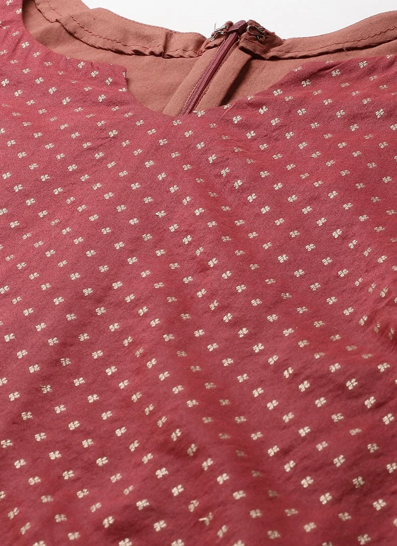 Maroon Nylon Jacquard Kurta Sets Festive Wear 7 Maroon Nylon Jacquard Kurta Sets Festive Wear - Image 5