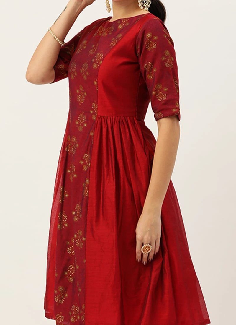 Maroon Printed Kurta Set Festive Wear Wedding Wear 3 Maroon Printed Kurta Set Festive Wear Wedding Wear