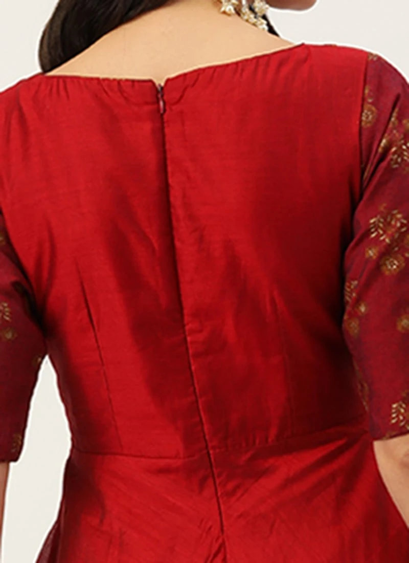 Maroon Printed Kurta Set Festive Wear 8 Maroon Printed Kurta Set Festive Wear - Image 6