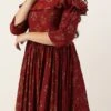 Maroon Rayon Printed Strap Neckline Dress After Six Wear -ZariGrace Shop Maroon Rayon Printed Strap Neckline Dress DRBS02204728 l