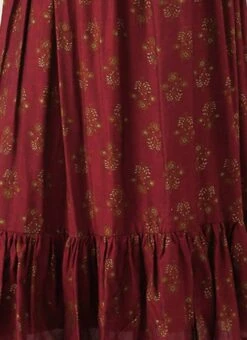 Maroon Rayon Printed Strap Neckline Dress After Six Wear -ZariGrace Shop Maroon Rayon Printed Strap Neckline Dress DRBS02204728 rrc3