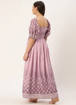 Mauve Art Silk Digital Printed Dress Party Wear 13 Mauve Art Silk Digital Printed Dress Party Wear -ZariGrace Shop Mauve Art Silk Digital Printed Dress DRBS02304077 b