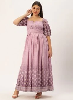 Mauve Art Silk Digital Printed Dress Party Wear 12 Mauve Art Silk Digital Printed Dress Party Wear -ZariGrace Shop Mauve Art Silk Digital Printed Dress DRBS02304077 u