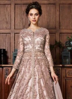 Mauve Embroidered Long Choli Lehenga Party Wear -ZariGrace Shop Mauve Embroidered Long Choli Lehenga GHSCC4530 b