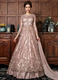 Mauve Embroidered Long Choli Lehenga Party Wear -ZariGrace Shop Mauve Embroidered Long Choli Lehenga GHSCC4530 u