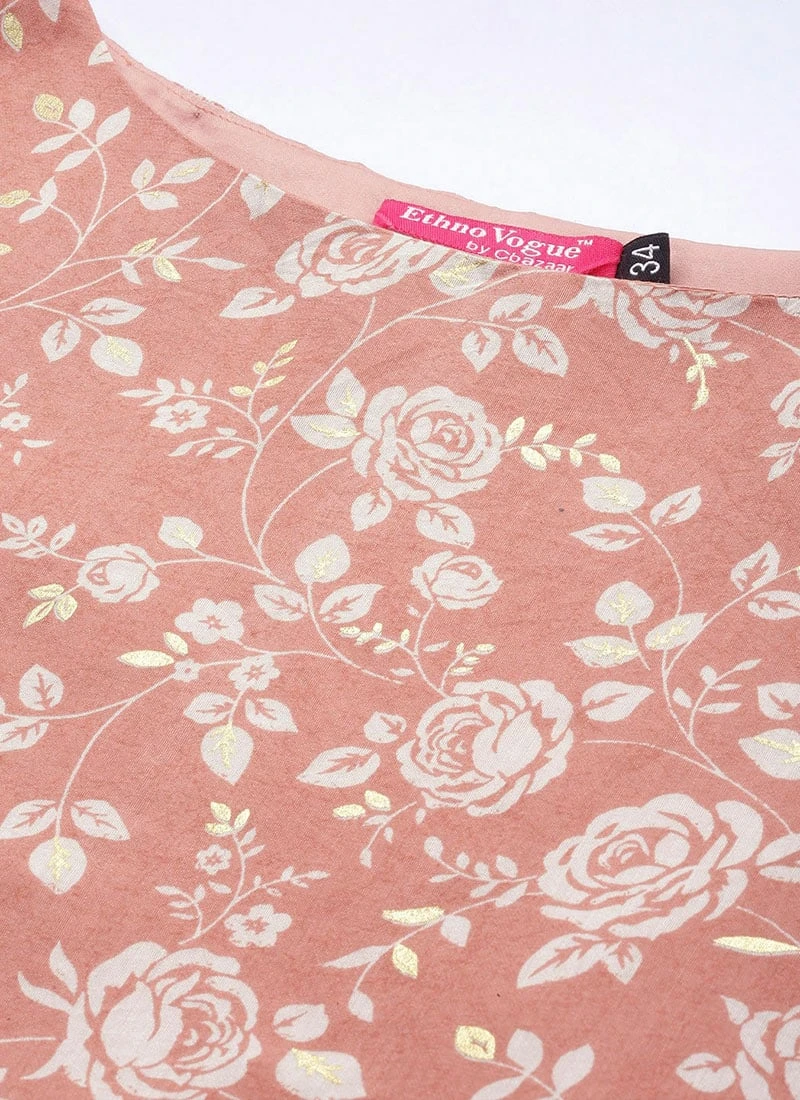 Mauve Floral Printed Kurta Set Festive Wear 7 Mauve Floral Printed Kurta Set Festive Wear - Image 5