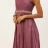 Mauve Foil Printed Satin Draped Gown Party Wear -ZariGrace Shop Mauve Foil Printed Satin Draped Gown IWBS02209695 l